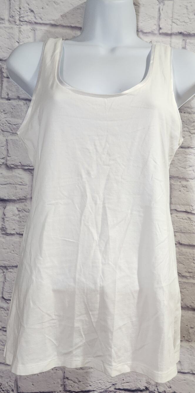 Ann Taylor White Satin Trim Scoop Neck Tank Top Small Lightweight Dressy Soft